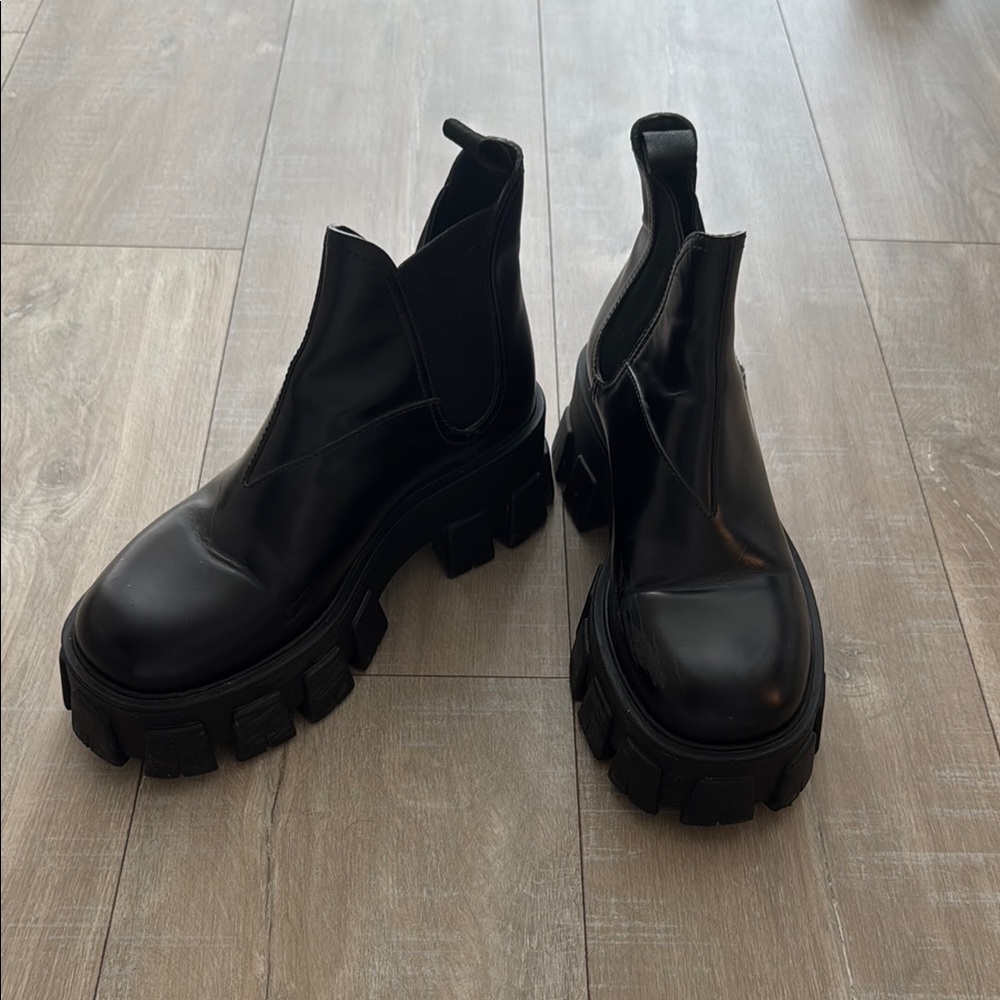 Prada Black Leather Monolith Platform Boot